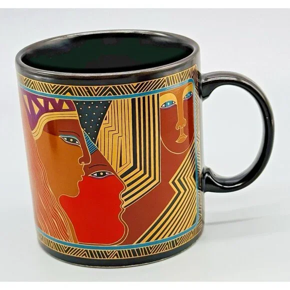 Laurel Burch Ancient Ancestors Egyptian‎ Coffee Mug 1988 Japan Gold Vintage - Picture 4 of 9